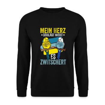 Wellensittich Vogel - Unisex Pullover - Schwarz - Vorne - Alina (178cm) & Michal (187cm)