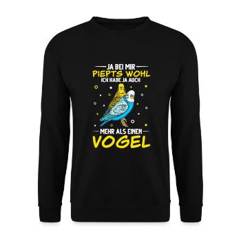Wellensittich Nymphensittich Papagei Vogelkäfig - Unisex Pullover - Schwarz - Vorne - Alina (178cm) & Michal (187cm)
