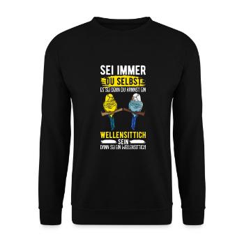 Wellensittich Vogel - Unisex Pullover - Schwarz - Vorne - Alina (178cm) & Michal (187cm)