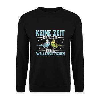 Wellensittich Nymphensittich Papagei Vogelkäfig - Unisex Pullover - Schwarz - Vorne - Alina (178cm) & Michal (187cm)