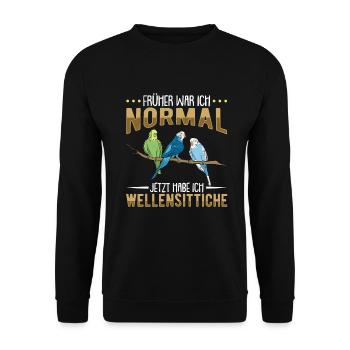 Wellensittich Nymphensittich Papagei Vogelkäfig - Unisex Pullover - Schwarz - Vorne - Alina (178cm) & Michal (187cm)