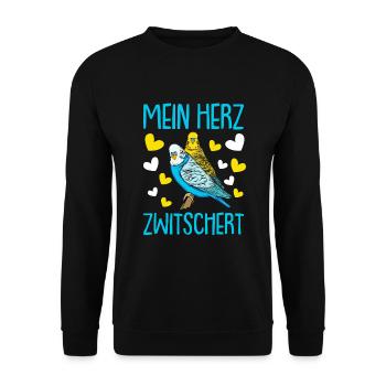 Wellensittich Nymphensittich Papagei Vogelkäfig - Unisex Pullover - Schwarz - Vorne - Alina (178cm) & Michal (187cm)