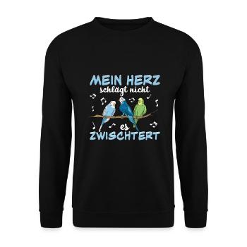 Wellensittich Nymphensittich Papagei Vogelkäfig - Unisex Pullover - Schwarz - Vorne - Alina (178cm) & Michal (187cm)