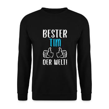 Tim Vorname Name Geburtstag - Unisex Pullover - Schwarz - Vorne - Alina (178cm) & Michal (187cm)