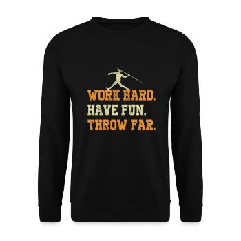 Speerwurfstrecker Leichtathletik Speerwerfer - Unisex Pullover - Schwarz - Vorne - Alina (178cm) & Michal (187cm)