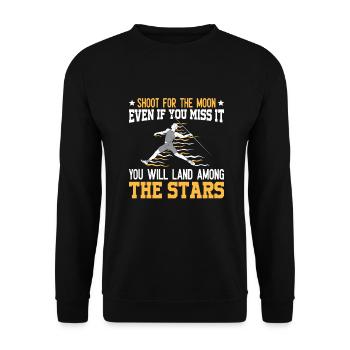 Speerwurfstrecker Leichtathletik Speerwerfer - Unisex Pullover - Schwarz - Vorne - Alina (178cm) & Michal (187cm)