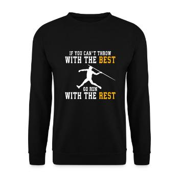 Speerwurfstrecker Leichtathletik Speerwerfer - Unisex Pullover - Schwarz - Vorne - Alina (178cm) & Michal (187cm)