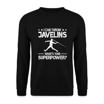 Speerwurfstrecker Leichtathletik Speerwerfer - Unisex Pullover - Schwarz - Vorne - Alina (178cm) & Michal (187cm)