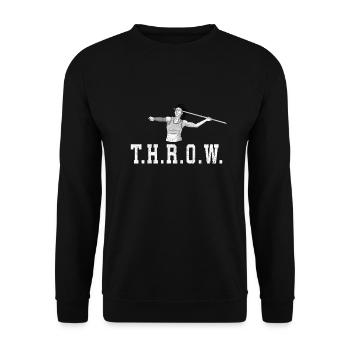 Speerwurfstrecker Leichtathletik Speerwerfer - Unisex Pullover - Schwarz - Vorne - Alina (178cm) & Michal (187cm)