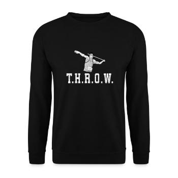 Speerwurfstrecker Leichtathletik Speerwerfer - Unisex Pullover - Schwarz - Vorne - Alina (178cm) & Michal (187cm)
