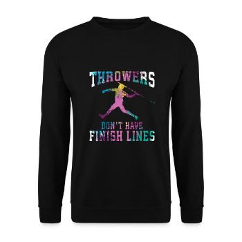 Speerwurfstrecker Leichtathletik Speerwerfer - Unisex Pullover - Schwarz - Vorne - Alina (178cm) & Michal (187cm)