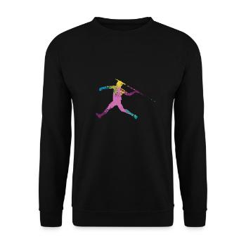 Speerwurfstrecker Leichtathletik Speerwerfer - Unisex Pullover - Schwarz - Vorne - Alina (178cm) & Michal (187cm)