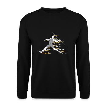 Speerwurfstrecker Leichtathletik Speerwerfer - Unisex Pullover - Schwarz - Vorne - Alina (178cm) & Michal (187cm)