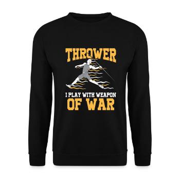 Speerwurfstrecker Leichtathletik Speerwerfer - Unisex Pullover - Schwarz - Vorne - Alina (178cm) & Michal (187cm)