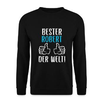 Robert Vorname Name Geburtstag - Unisex Pullover - Schwarz - Vorne - Alina (178cm) & Michal (187cm)