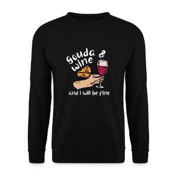 Gouda Käse - Unisex Pullover - Schwarz - Vorne - Alina (178cm) & Michal (187cm)