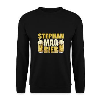 Stephan mag Bier Name Geburtstag - Unisex Pullover - Schwarz - Vorne - Alina (178cm) & Michal (187cm)