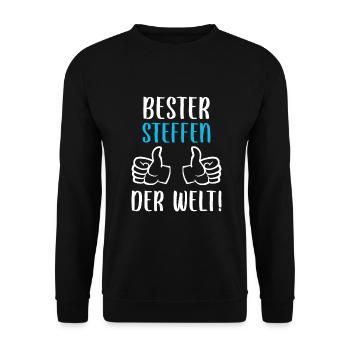 STeffen Vorname Name Geburtstag - Unisex Pullover - Schwarz - Vorne - Alina (178cm) & Michal (187cm)