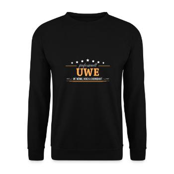 Professionell Uwe Name Vorname - Unisex Pullover - Schwarz - Vorne - Alina (178cm) & Michal (187cm)