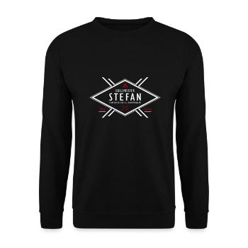Grillmeister Stefan Vorname Name - Unisex Pullover - Schwarz - Vorne - Alina (178cm) & Michal (187cm)
