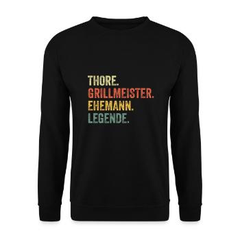 Thore Grillmeister Ehemann Vorname Grillen - Unisex Pullover - Schwarz - Vorne - Alina (178cm) & Michal (187cm)