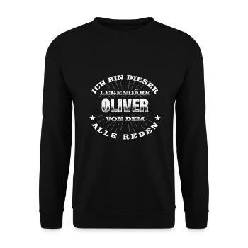 Legendärer Oliver lustiger vorname Name - Unisex Pullover - Schwarz - Vorne - Alina (178cm) & Michal (187cm)