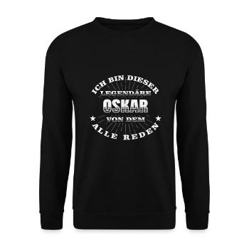Legendärer Oskar lustiger vorname Name - Unisex Pullover - Schwarz - Vorne - Alina (178cm) & Michal (187cm)