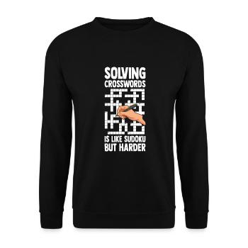 Résoudre des mots croisés - Sweat-shirt Unisexe - noir - Devant - Alina (178cm) & Michal (187cm)