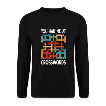 Résoudre des mots croisés - Sweat-shirt Unisexe - noir - Devant - Alina (178cm) & Michal (187cm)