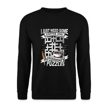 Résoudre des mots croisés - Sweat-shirt Unisexe - noir - Devant - Alina (178cm) & Michal (187cm)