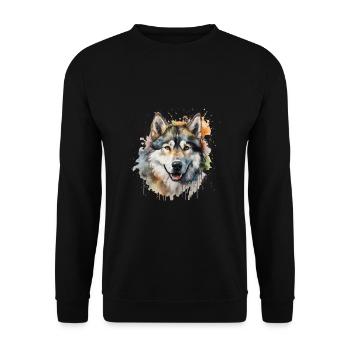 Alaskan Malamute - Unisex Sweatshirt - black - Front - Alina (178cm) & Michal (187cm)