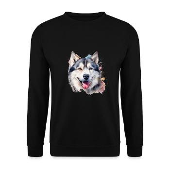 Alaskan Malamute - Unisex Pullover - Schwarz - Vorne - Alina (178cm) & Michal (187cm)