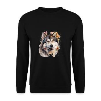 Alaskan Malamute - Unisex Sweatshirt - black - Front - Alina (178cm) & Michal (187cm)