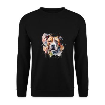 American Staffordshire Terrier - Sweat-shirt Unisexe - noir - Devant - Alina (178cm) & Michal (187cm)