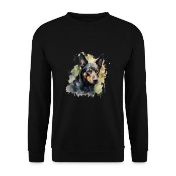 Australian Kelpie - Unisex Pullover - Schwarz - Vorne - Alina (178cm) & Michal (187cm)