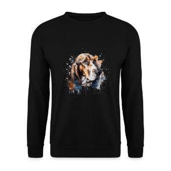 Basset Hound - Sweat-shirt Unisexe - noir - Devant - Alina (178cm) & Michal (187cm)