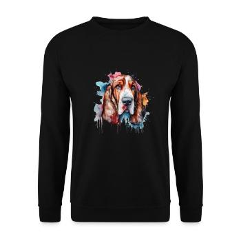 Basset Hound - Sweat-shirt Unisexe - noir - Devant - Alina (178cm) & Michal (187cm)