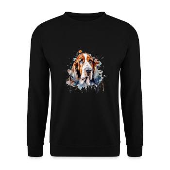 Basset Hound - Sweat-shirt Unisexe - noir - Devant - Alina (178cm) & Michal (187cm)
