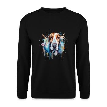 Basset Hound - Sweat-shirt Unisexe - noir - Devant - Alina (178cm) & Michal (187cm)