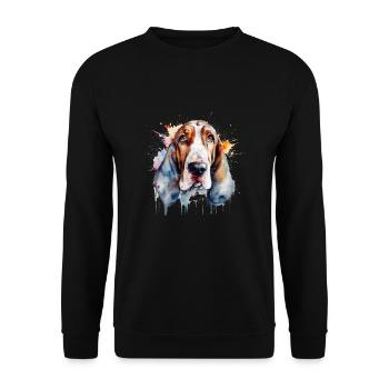 Basset Hound - Sweat-shirt Unisexe - noir - Devant - Alina (178cm) & Michal (187cm)