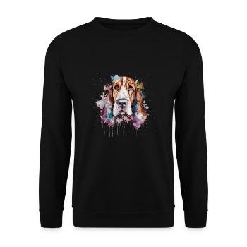 Basset Hound - Sweat-shirt Unisexe - noir - Devant - Alina (178cm) & Michal (187cm)
