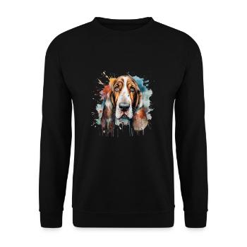 Basset Hound - Sweat-shirt Unisexe - noir - Devant - Alina (178cm) & Michal (187cm)