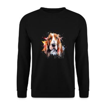 Basset Hound - Unisex Pullover - Schwarz - Vorne - Alina (178cm) & Michal (187cm)