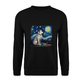 Malamute d’Alaska Van Gogh nuit étoilée - Sweat-shirt Unisexe - noir - Devant - Alina (178cm) & Michal (187cm)