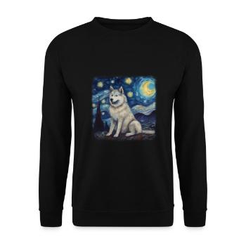 Malamute d’Alaska Van Gogh nuit étoilée - Sweat-shirt Unisexe - noir - Devant - Alina (178cm) & Michal (187cm)