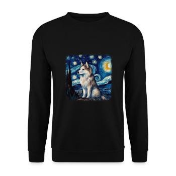 Malamute d’Alaska Van Gogh nuit étoilée - Sweat-shirt Unisexe - noir - Devant - Alina (178cm) & Michal (187cm)