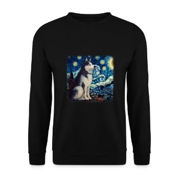 Malamute d’Alaska Van Gogh nuit étoilée - Sweat-shirt Unisexe - noir - Devant - Alina (178cm) & Michal (187cm)