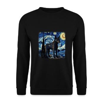 Nuit étoilée australienne Kelpie Van Gogh - Sweat-shirt Unisexe - noir - Devant - Alina (178cm) & Michal (187cm)