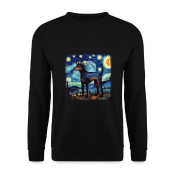 Nuit étoilée australienne Kelpie Van Gogh - Sweat-shirt Unisexe - noir - Devant - Alina (178cm) & Michal (187cm)