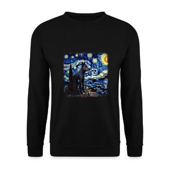 Nuit étoilée australienne Kelpie Van Gogh - Sweat-shirt Unisexe - noir - Devant - Alina (178cm) & Michal (187cm)
